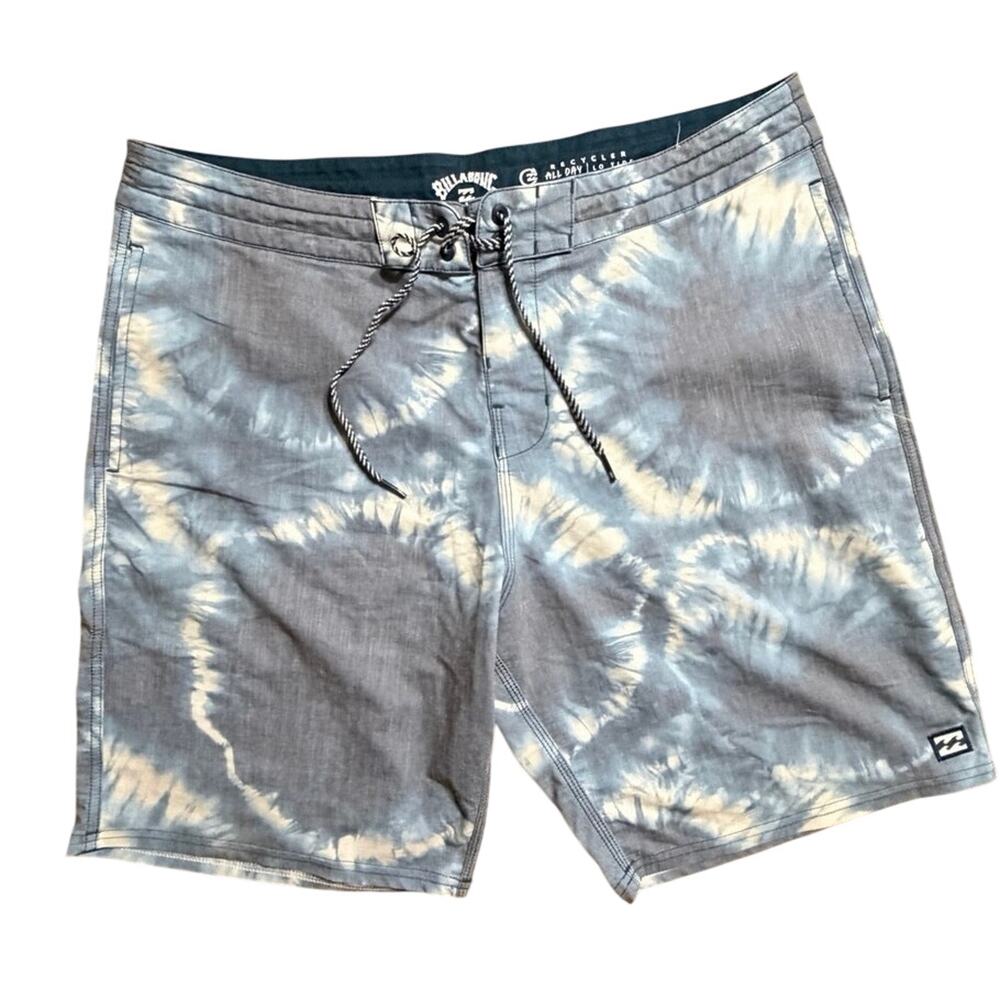 Billabong Riot Lo Tides Tie Dye Gray All Day Swim Surf Skater 34 Board Shorts